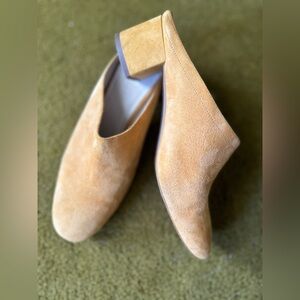 Everlane The Day Mule Suede Leather Yellow Block Heel Clog Round Toe 7